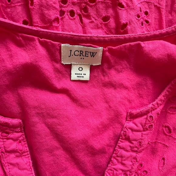 J.Crew Puff Sleeve Eyelet Dress With Side Zipper & Pockets Size 0 - Picture 4 of 5